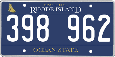 RI license plate 398962
