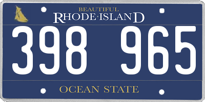 RI license plate 398965