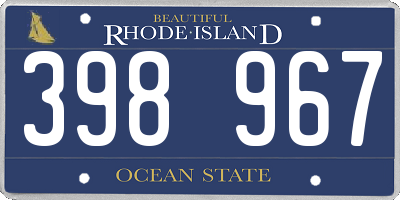 RI license plate 398967