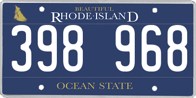 RI license plate 398968