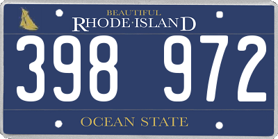 RI license plate 398972