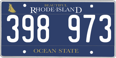 RI license plate 398973
