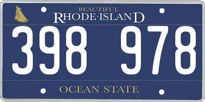 RI license plate 398978