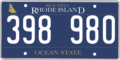 RI license plate 398980