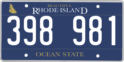 RI license plate 398981