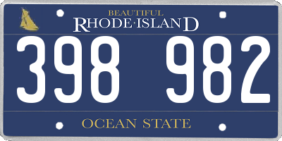 RI license plate 398982