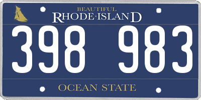 RI license plate 398983