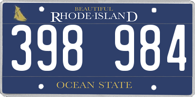 RI license plate 398984