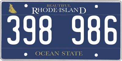 RI license plate 398986