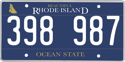RI license plate 398987