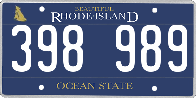RI license plate 398989
