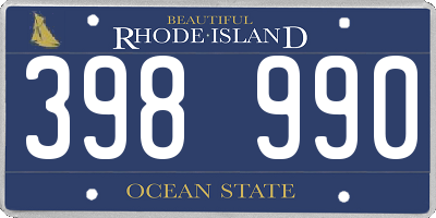 RI license plate 398990