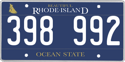 RI license plate 398992