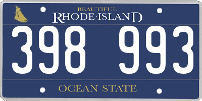 RI license plate 398993