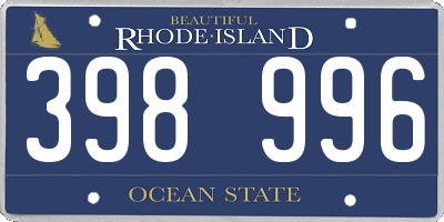 RI license plate 398996
