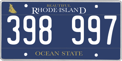 RI license plate 398997