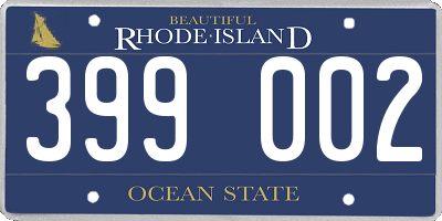 RI license plate 399002