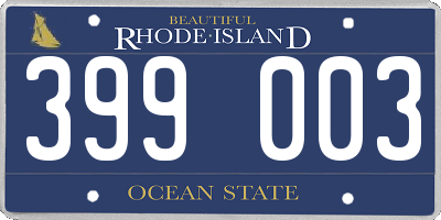 RI license plate 399003