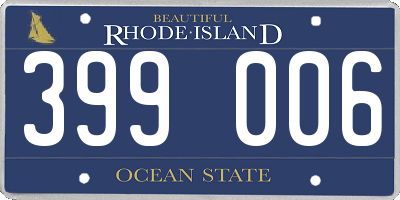 RI license plate 399006