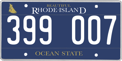 RI license plate 399007