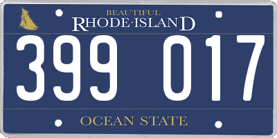 RI license plate 399017