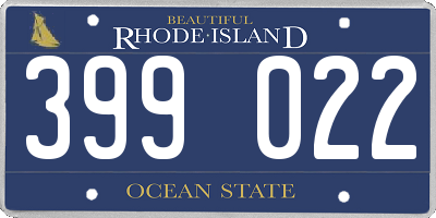 RI license plate 399022