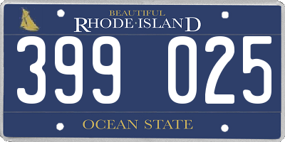 RI license plate 399025