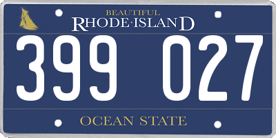RI license plate 399027