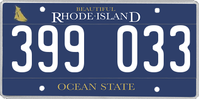 RI license plate 399033