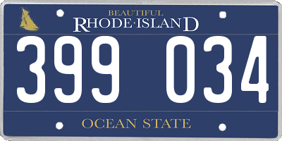 RI license plate 399034