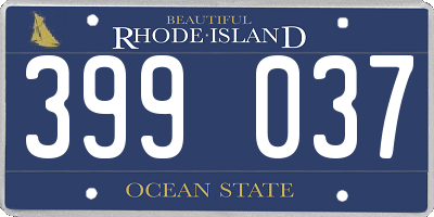 RI license plate 399037