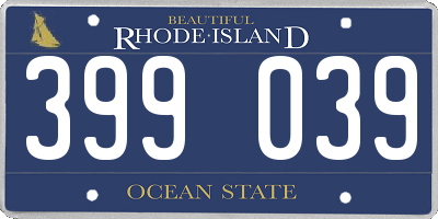RI license plate 399039