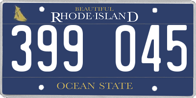 RI license plate 399045