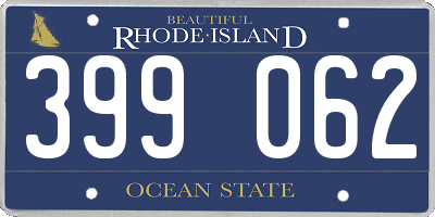 RI license plate 399062