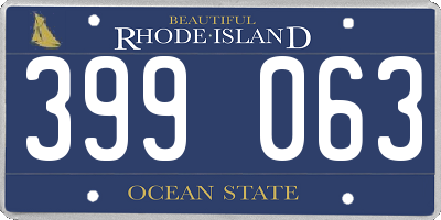 RI license plate 399063
