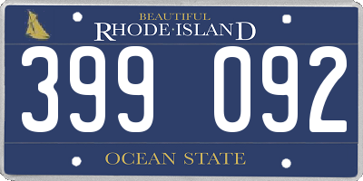 RI license plate 399092
