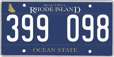 RI license plate 399098
