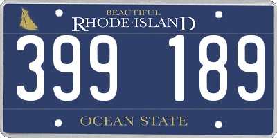 RI license plate 399189