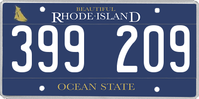 RI license plate 399209