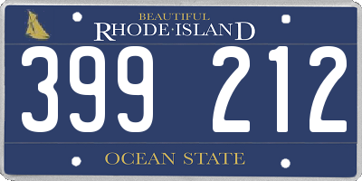 RI license plate 399212
