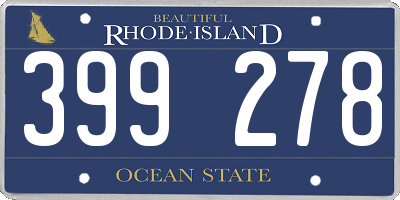 RI license plate 399278