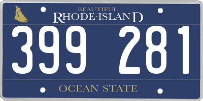 RI license plate 399281