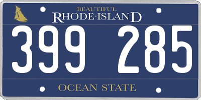 RI license plate 399285