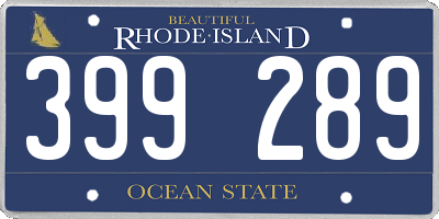 RI license plate 399289