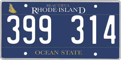 RI license plate 399314