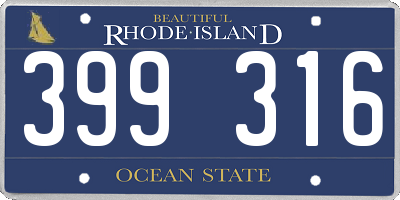 RI license plate 399316