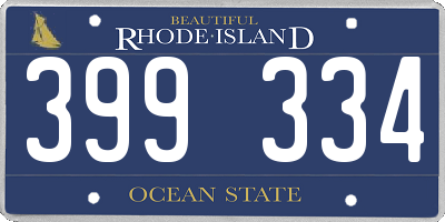 RI license plate 399334