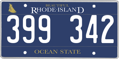 RI license plate 399342