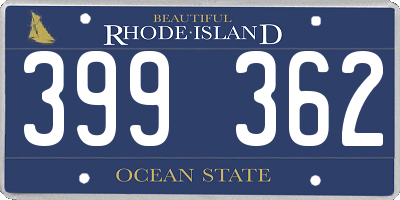 RI license plate 399362