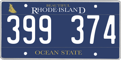 RI license plate 399374